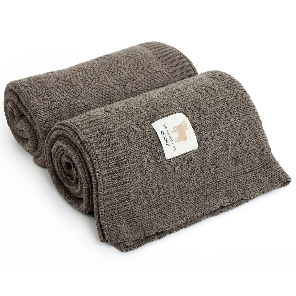 Poofi Narwik - ковдра з вовни мериноса для немовлят (80x100 см) • Шоколад