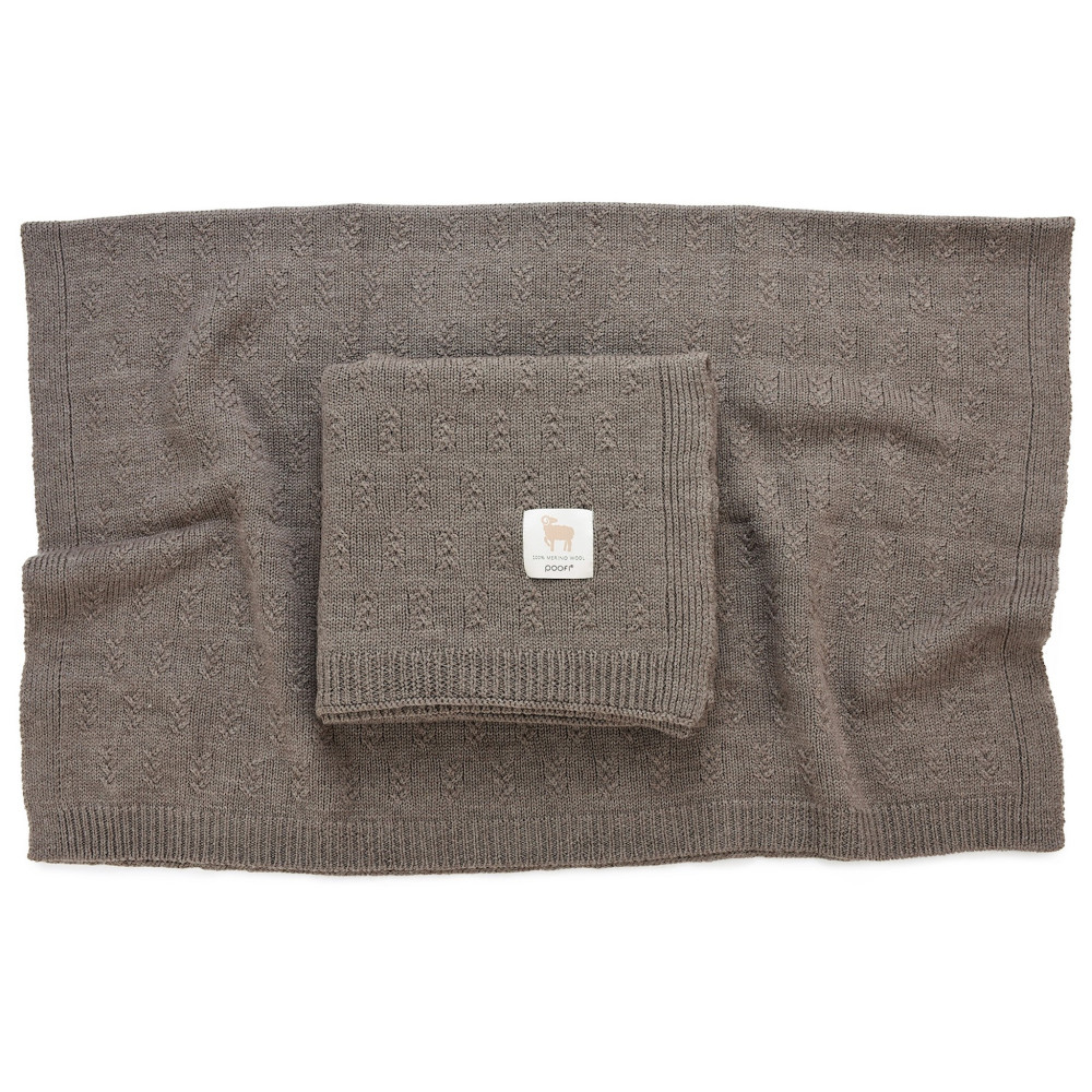 Poofi Narwik - ковдра з вовни мериноса для немовлят (80x100 см) • Шоколад