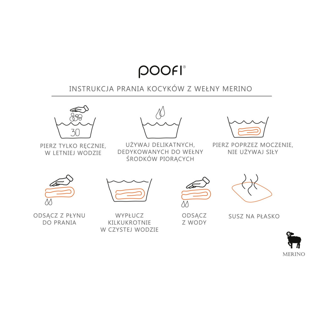 Poofi Narwik - ковдра з вовни мериноса для немовлят (80x100 см) • Шоколад