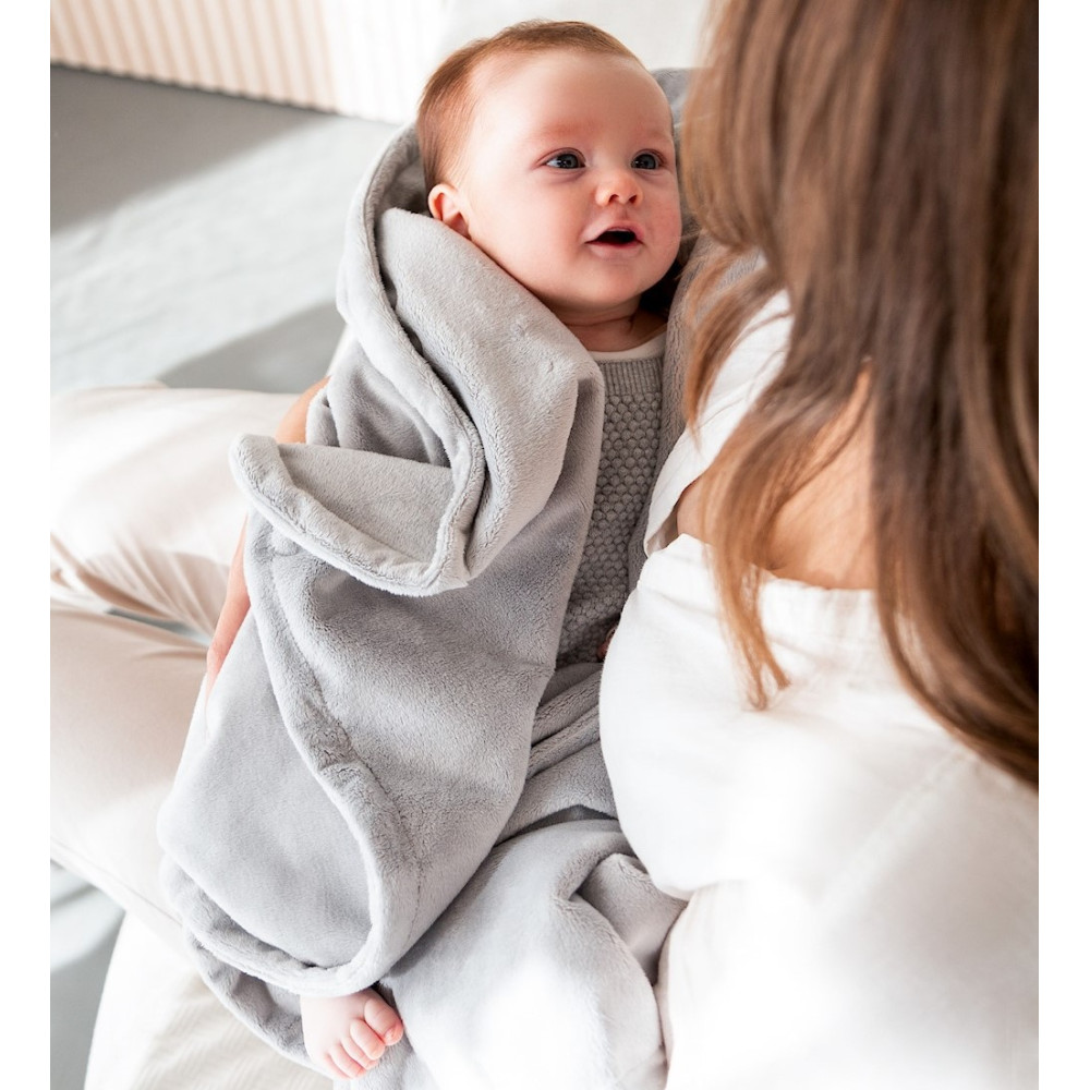 Poofi Minky - двостороння дитяча ковдра з флісу (75x95 см) • Сріблясто-сірий