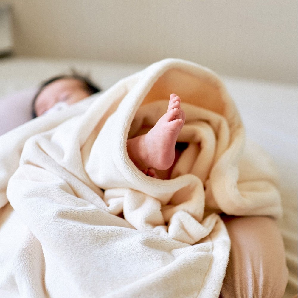 Poofi Minky - kocyk dziecięcy dwustronny (75x95 cm) • Perłowy