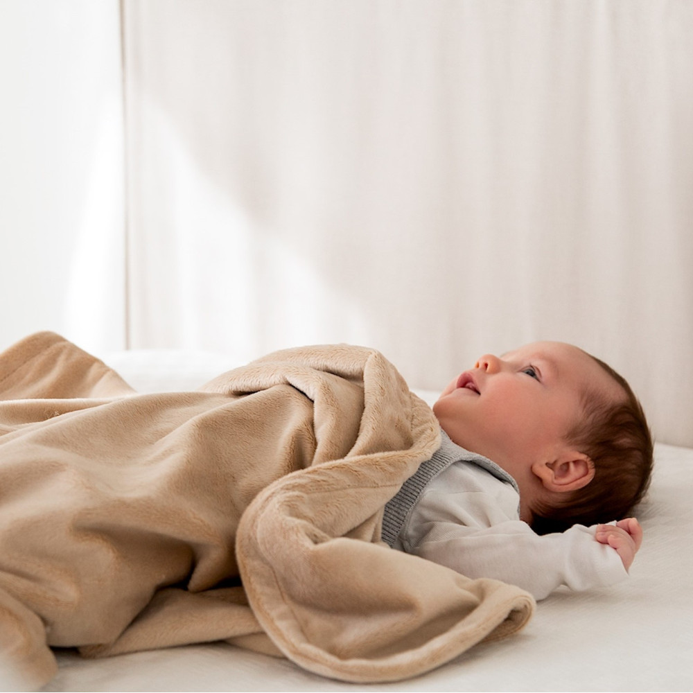 Poofi Minky - двостороння дитяча ковдра з флісу (75x95 см) • Пісок пустелі