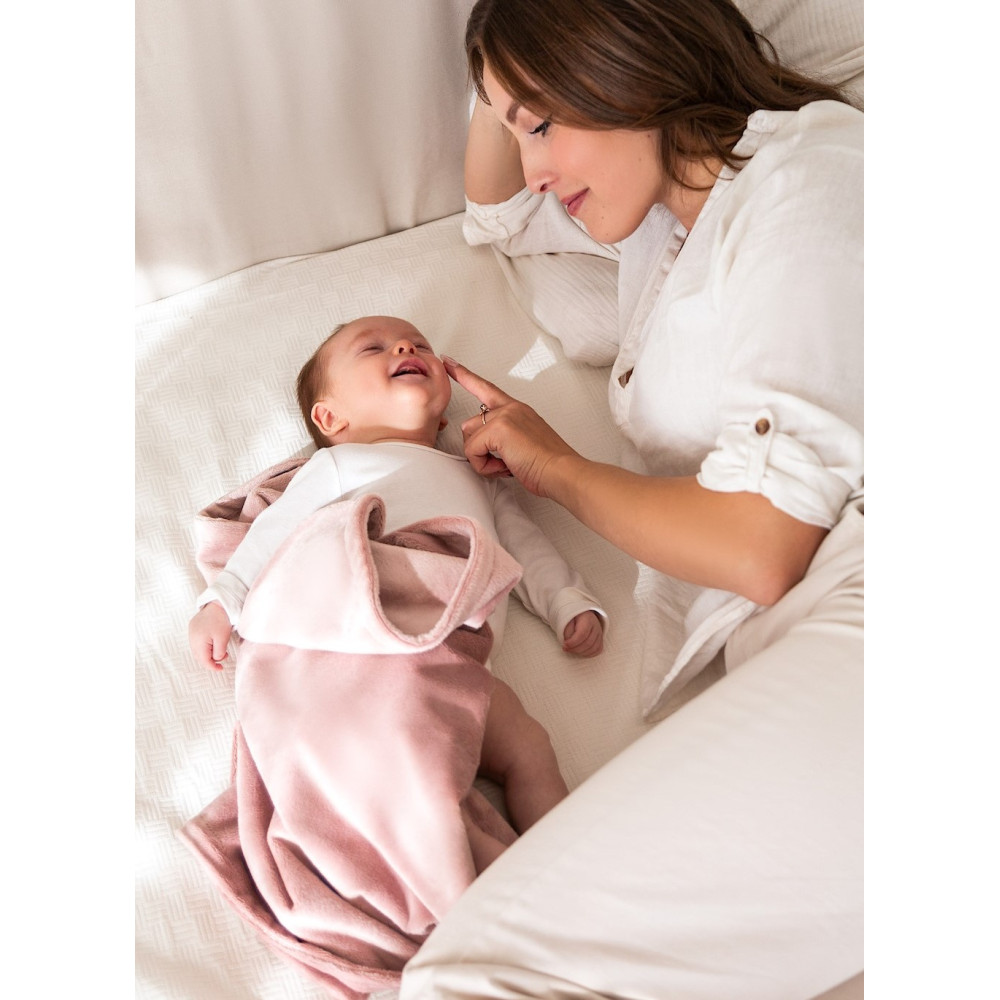 Poofi Minky - двостороння дитяча ковдра з флісу (75x95 см) • Пудрово-рожевий