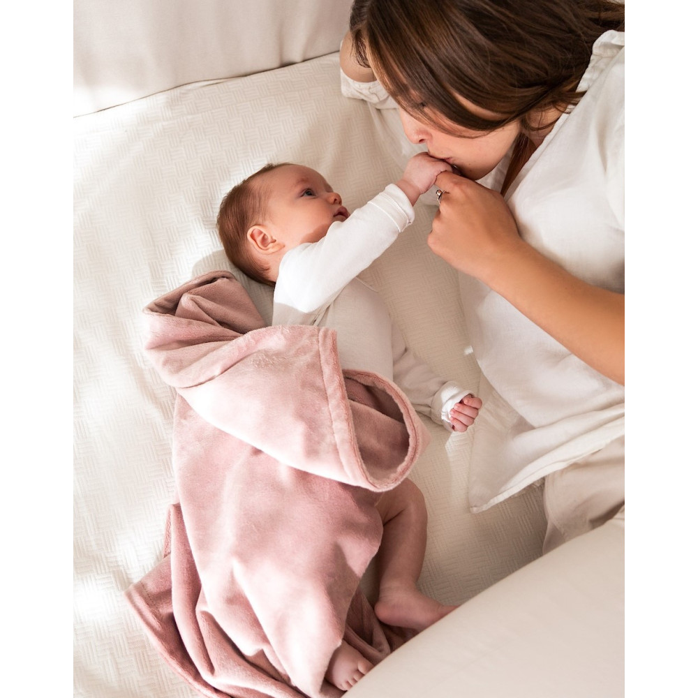 Poofi Minky - двостороння дитяча ковдра з флісу (75x95 см) • Пудрово-рожевий