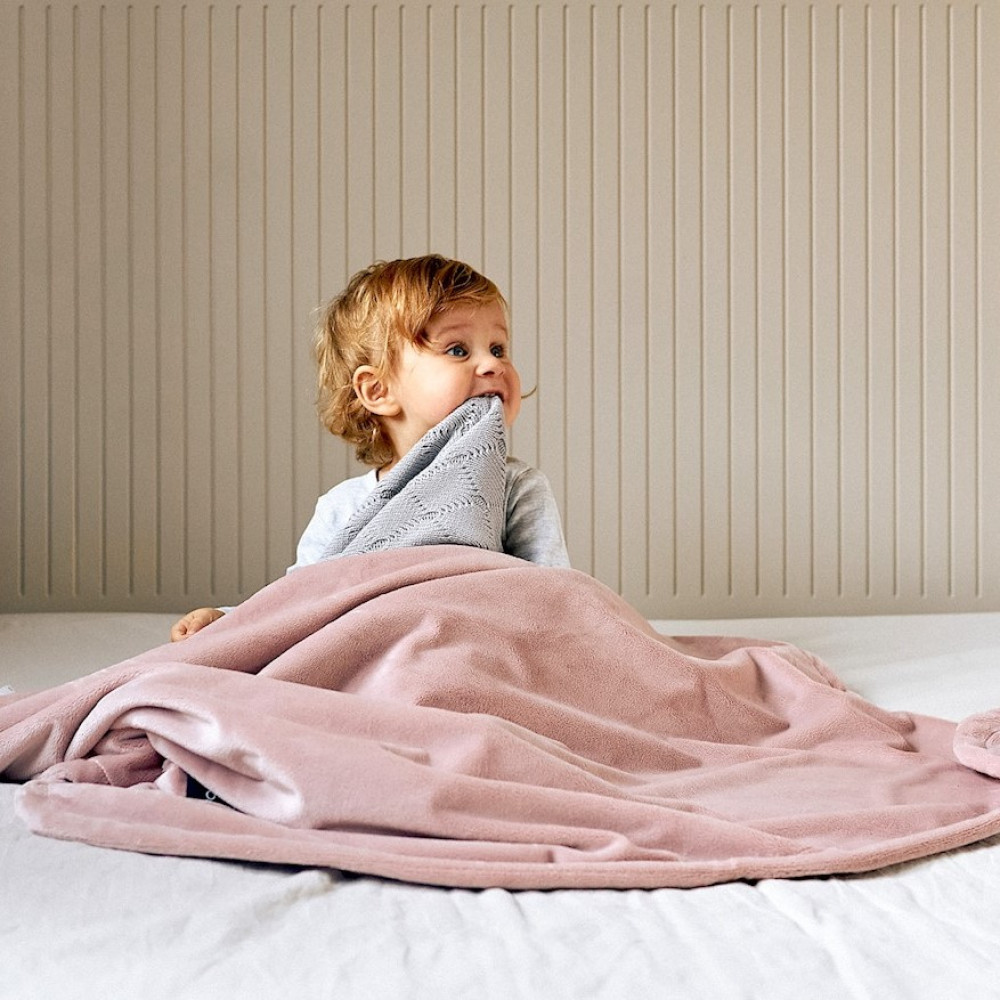 Poofi Minky - двостороння дитяча ковдра з флісу (75x95 см) • Пудрово-рожевий