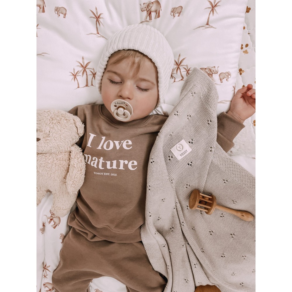 Yosoy - ковдра в'язана з вовни мериноса JERSEY (100 x 80 см) • Меланжевий крем