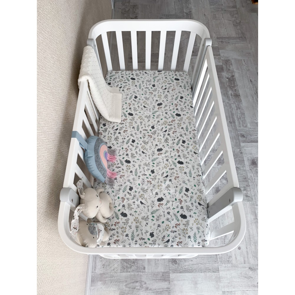 Veres Monaco - łóżeczko dziecięce z opuszczanym bokiem (120x60 cm) • White Grey