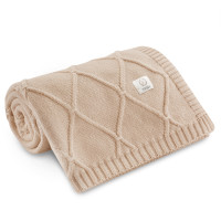 Yosoy DIAMONDS - bawełniany dziany kocyk (100 x 80 cm) • Beige