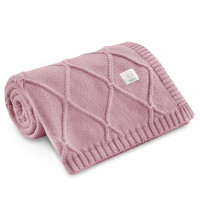 Yosoy DIAMONDS - bawełniany dziany kocyk (100 x 80 cm) • Daisy Pink
