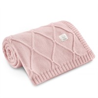 Yosoy - ковдра в'язана бавовняна DIAMONDS (100 x 80 см) • Рожева пудра