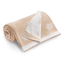 Yosoy OCEAN - koc z bawełny czesanej (100 х 80 cm) • beżowy/biały