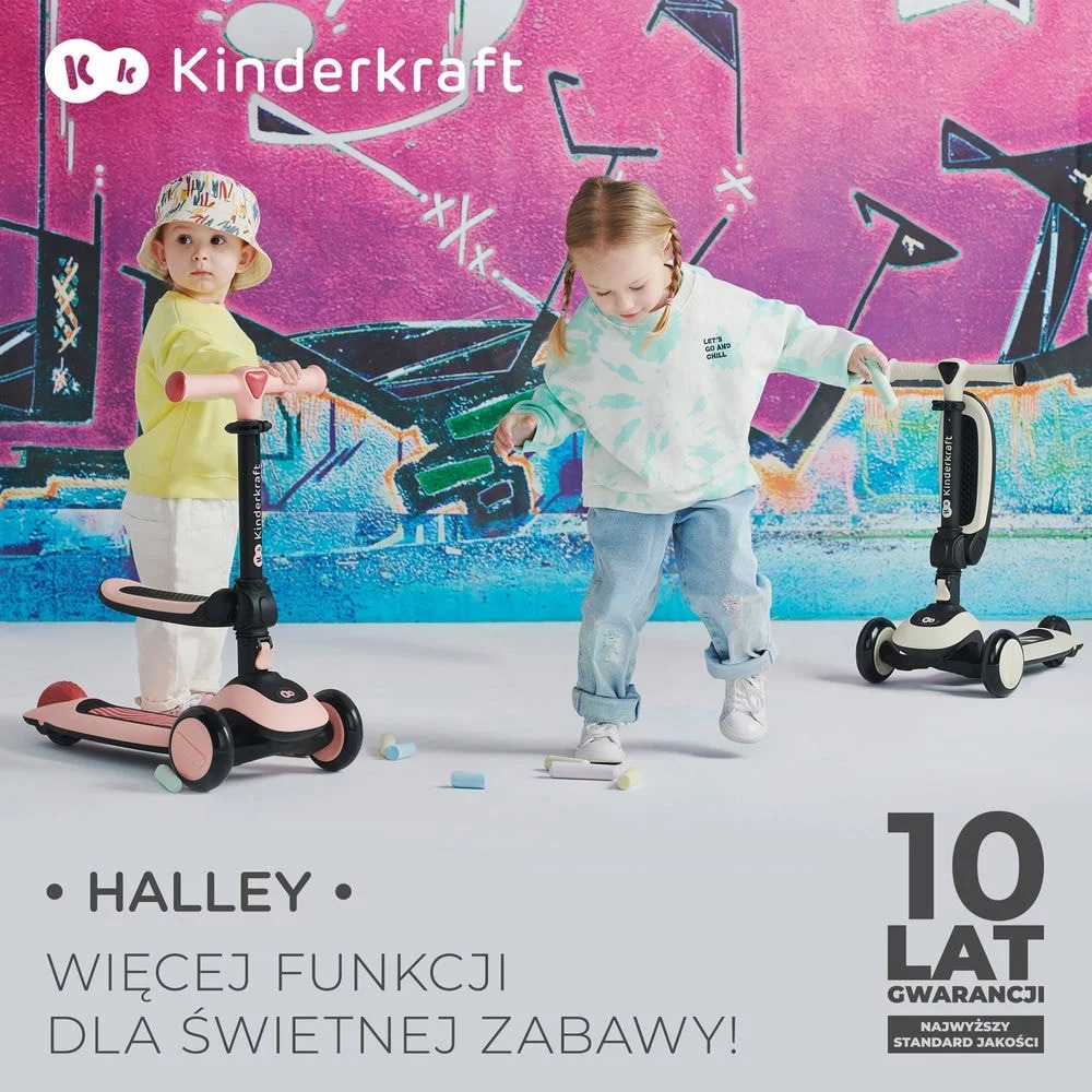 Kinderkraft Halley - rowerek biegowy, trójkołowa hulajnoga z siedziskiem • Zielony