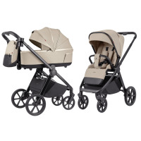 Carrello Omega Plus CRL-6540/1 - wózek dziecięcy 2w1, wózek całoroczny z lampką LED, gondola termiczna, regulacja wysokości gondoli, duże koła, rączka teleskopowa • Solar Beige