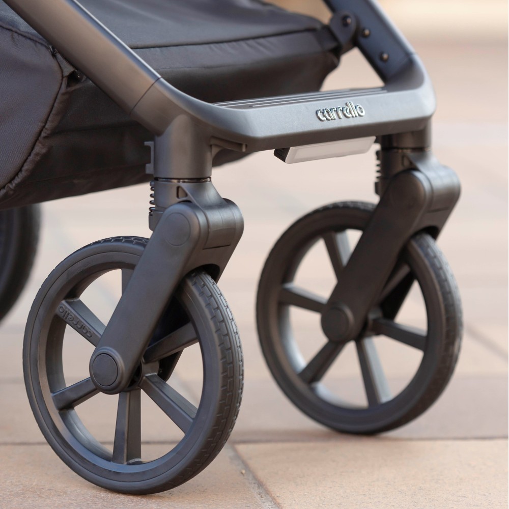 Carrello Omega Plus CRL-6540/1 - wózek dziecięcy 2w1, wózek całoroczny z lampką LED, gondola termiczna, regulacja wysokości gondoli, duże koła, rączka teleskopowa • Cosmo Black