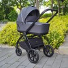 Carrello Omega Plus CRL-6540/1 - wózek dziecięcy 2w1, wózek całoroczny z lampką LED, gondola termiczna, regulacja wysokości gondoli, duże koła, rączka teleskopowa • Cosmo Black