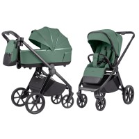 Carrello Omega Plus 2025 CRL-6540/1 - wózek dziecięcy 2w1, wózek całoroczny z lampką LED, gondola termiczna, regulacja wysokości gondoli, duże koła, rączka teleskopowa • Nova Green