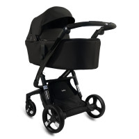 iBebe iStop - wózek dziecięcy 2w1 z elektronicznym hamulcem • Black Eco skóra IS17 Gloss
