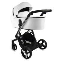 iBebe iStop - дитяча коляска 2в1 з електронним гальмом • White Eco skóra IS32 Chrome