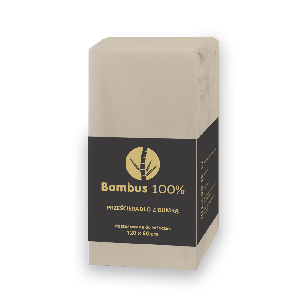 Fiki Miki - prześcieradło bambusowe z gumką do łóżeczka (120 х 60 cm) • Beżowe