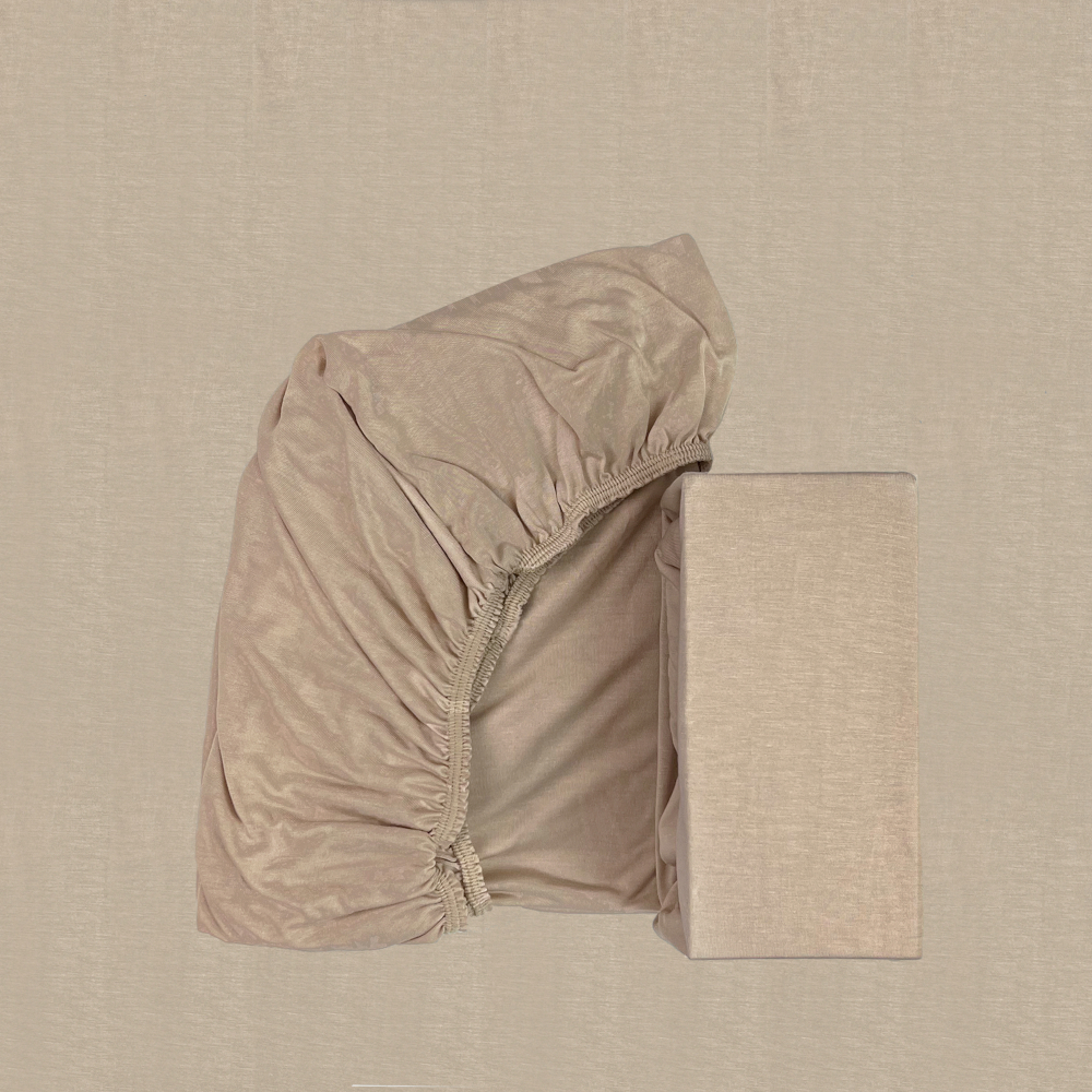 Fiki Miki - prześcieradło bambusowe z gumką do łóżeczka (120 х 60 cm) • Beżowe