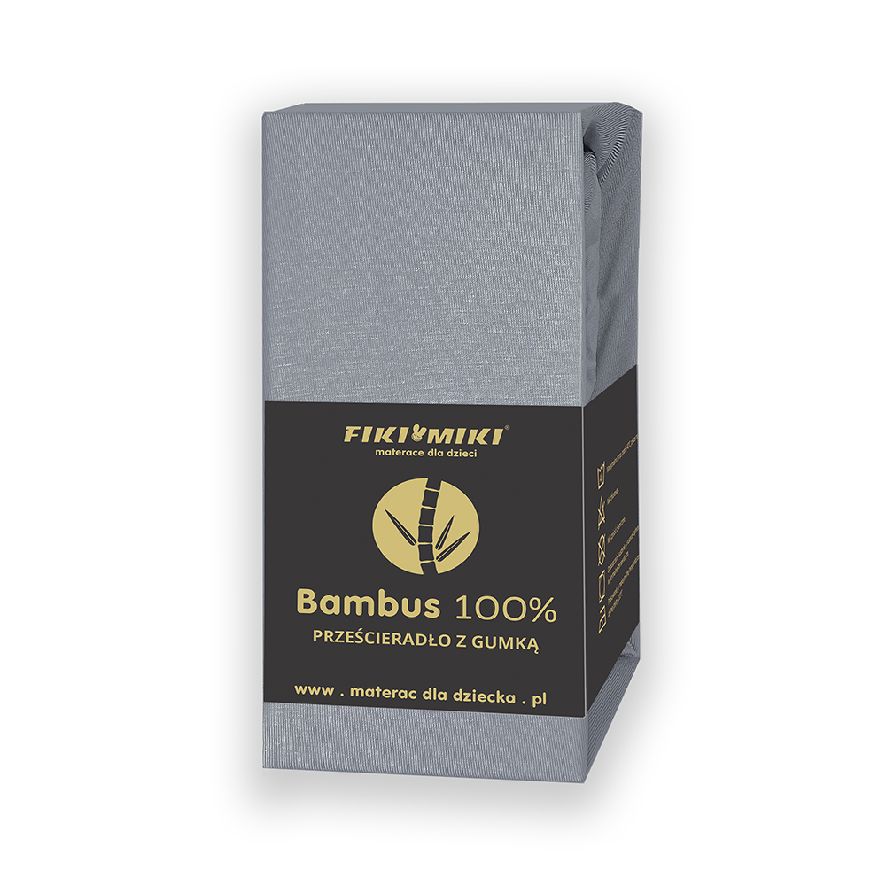 Fiki Miki - prześcieradło bambusowe z gumką do łóżeczka (120 х 60 cm) • Szare