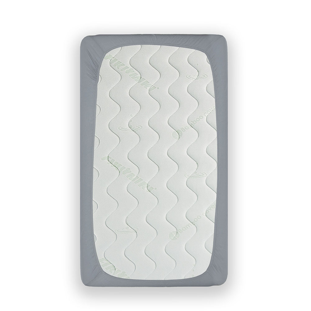 Fiki Miki - prześcieradło bambusowe z gumką do łóżeczka (120 х 60 cm) • Szare