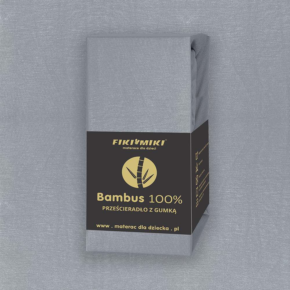 Fiki Miki - prześcieradło bambusowe z gumką do łóżeczka (120 х 60 cm) • Szare