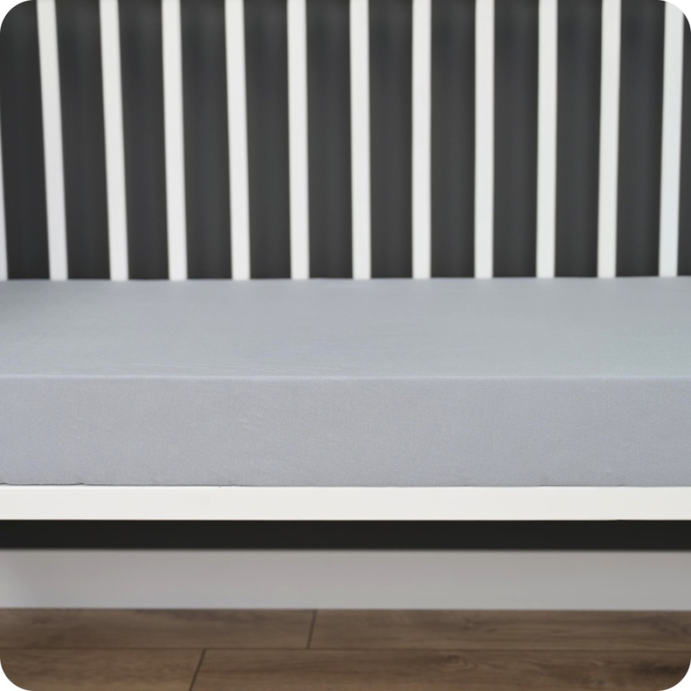 Fiki Miki - prześcieradło bambusowe z gumką do łóżeczka (120 х 60 cm) • Szare