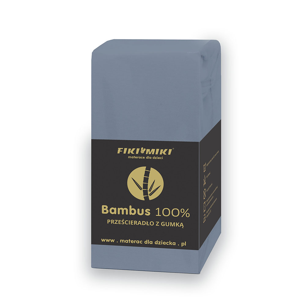 Fiki Miki - prześcieradło bambusowe z gumką do łóżeczka (120 х 60 cm) • Niebieskie