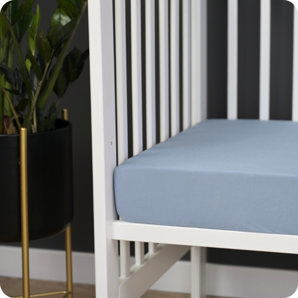 Fiki Miki - prześcieradło bambusowe z gumką do łóżeczka (120 х 60 cm) • Niebieskie