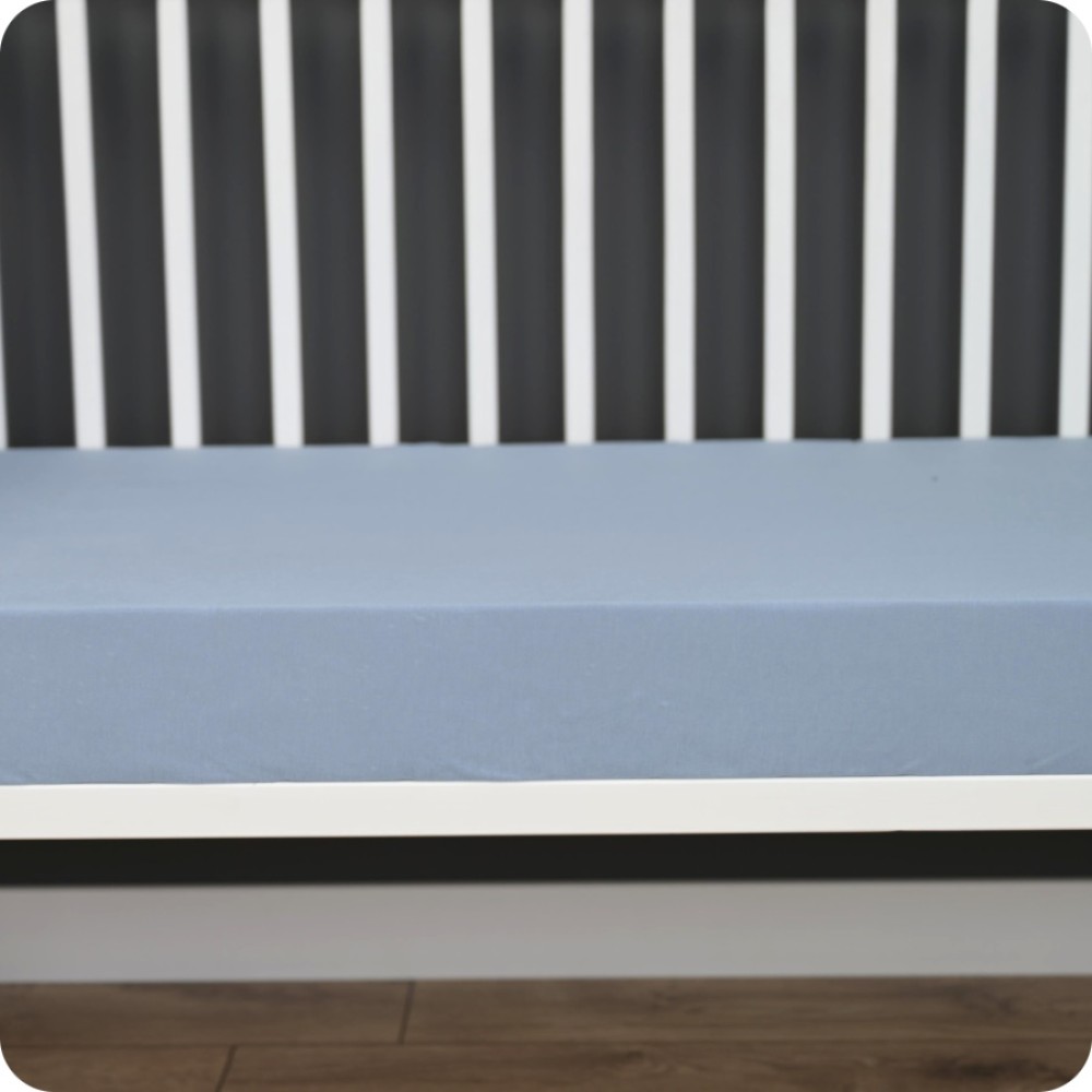 Fiki Miki - prześcieradło bambusowe z gumką do łóżeczka (120 х 60 cm) • Niebieskie