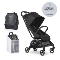 Easywalker Rockey S - wózek spacerowy z automatycznym składaniem / lekka spacerówka • Pure Black
