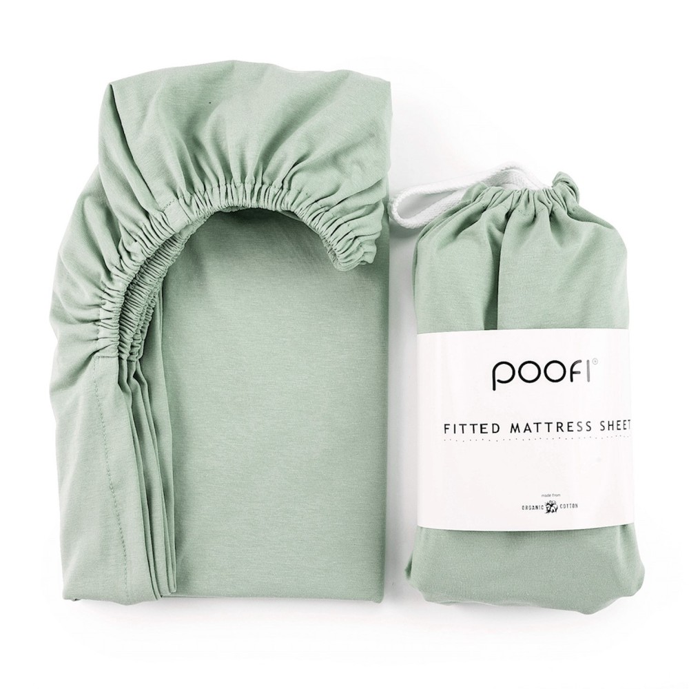 Poofi Organic Color - дитяче простирадло з органічної бавовни для ліжечка (120 х 60 см) • Szałwia