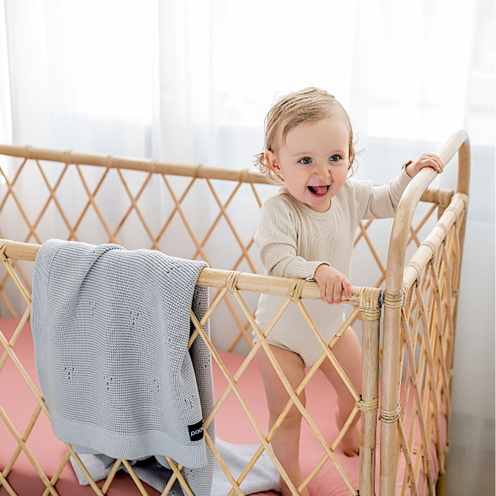 Poofi Organic Color - дитяче простирадло з органічної бавовни для ліжечка (120 х 60 см) • Herbaciana Róża