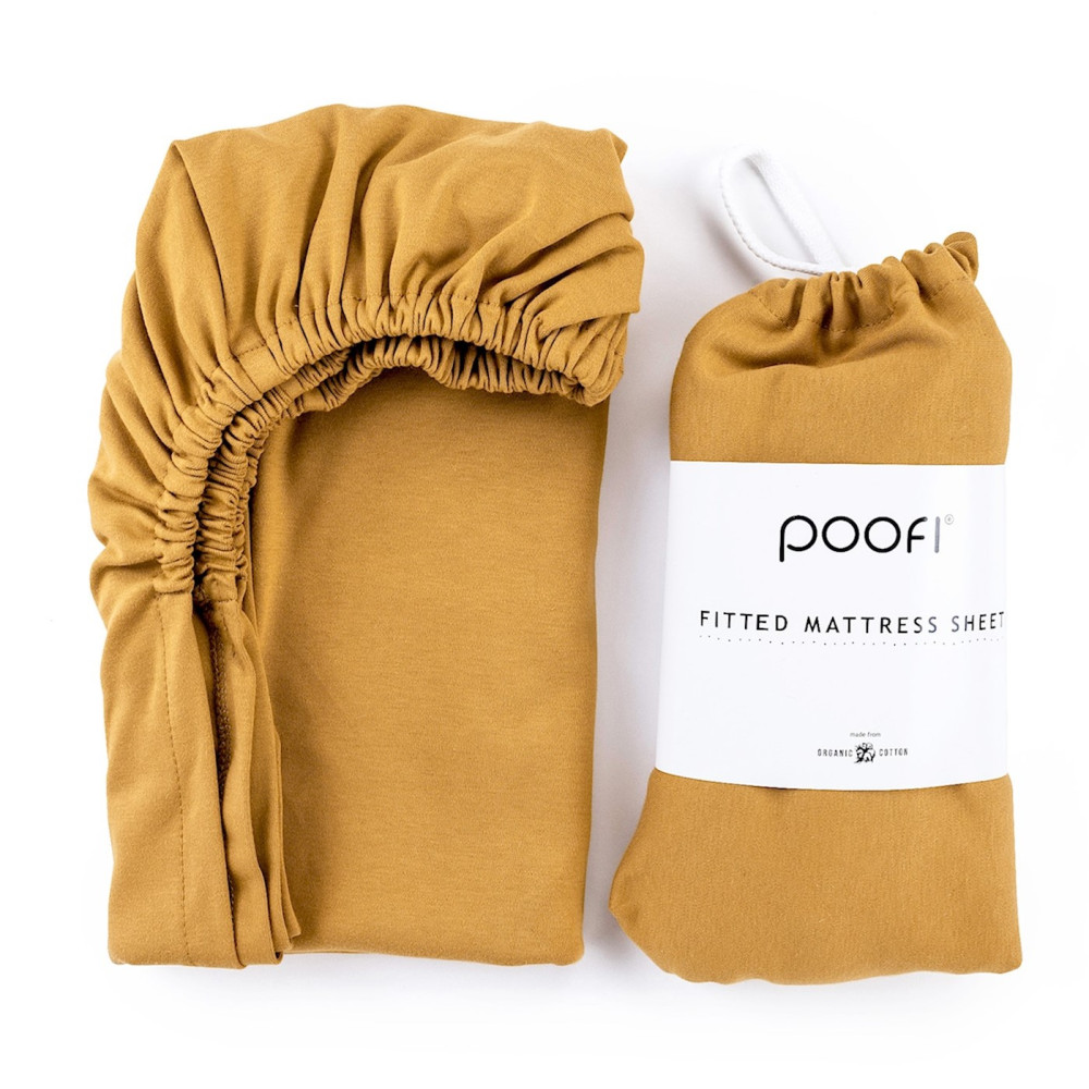 Poofi Organic Color - дитяче простирадло з органічної бавовни для ліжечка (120 х 60 см) • Musztardowy
