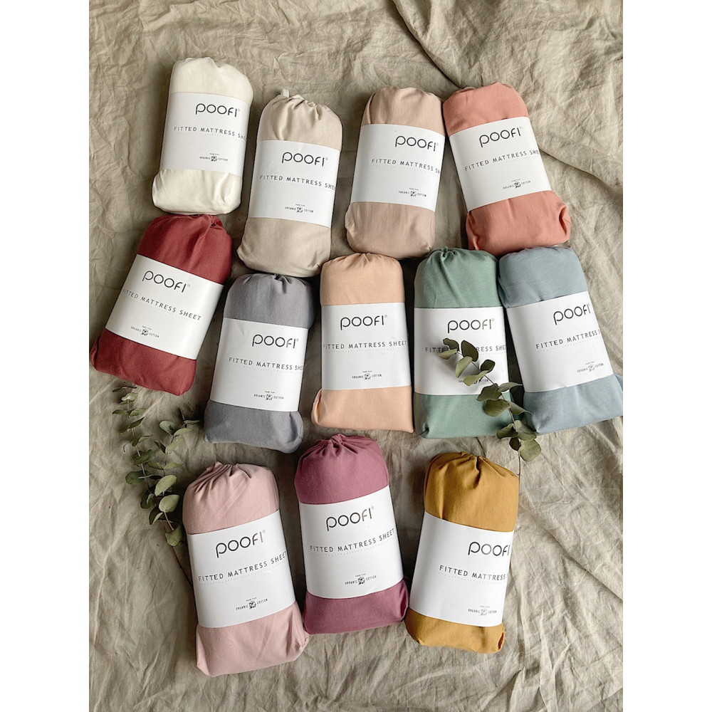 Poofi Organic Color - дитяче простирадло з органічної бавовни для ліжечка (120 х 60 см) • Musztardowy