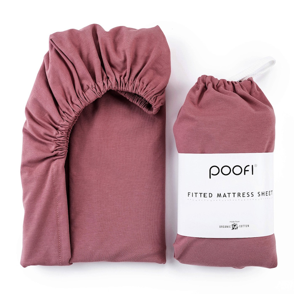Poofi Organic Color - дитяче простирадло з органічної бавовни для ліжечка (120 х 60 см) • Bordowy