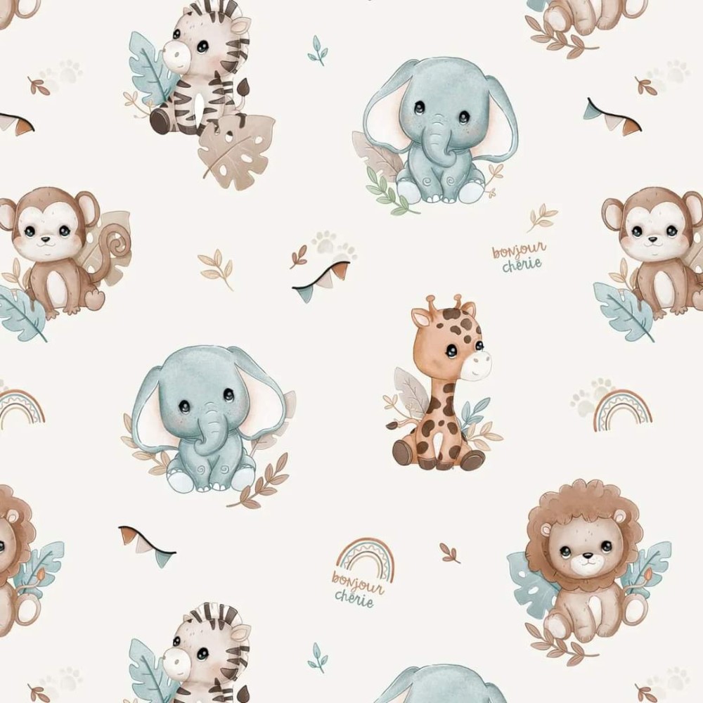 Bonjour Cherie - дитяче бамбукове простирадло на резинці для ліжечка (120 х 60 см) • Safari