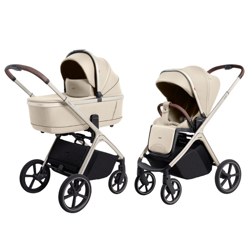 Carrello Vector CRL-6550 - легка дитяча коляска 2в1 з регулюванням висоти люльки та прогулянкового сидіння • Seashell Beige