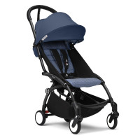 Stokke YOYO 3 - легка прогулянкова коляска, компактна коляска для літака та подорожі, чорний колір рами • Niebieski Air France Black 