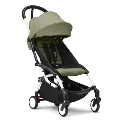 Stokke YOYO 3 - легка прогулянкова коляска, компактна коляска для літака та подорожі, білий колір рами • Olive White