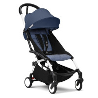 Stokke YOYO 3 - легка прогулянкова коляска, компактна коляска для літака та подорожі, білий колір рами • Niebieski Air France White