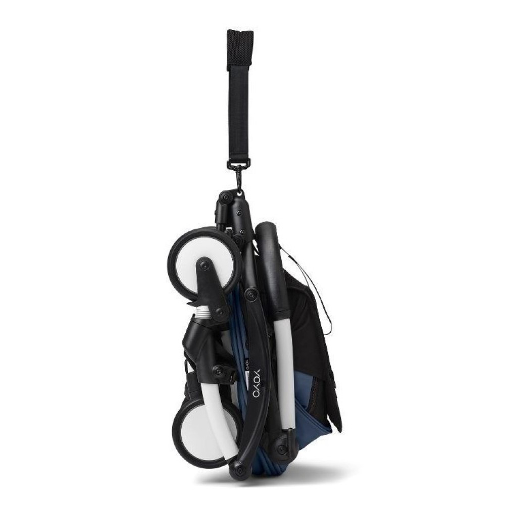 Stokke YOYO 3 - легка прогулянкова коляска, компактна коляска для літака та подорожі, білий колір рами • Niebieski Air France White