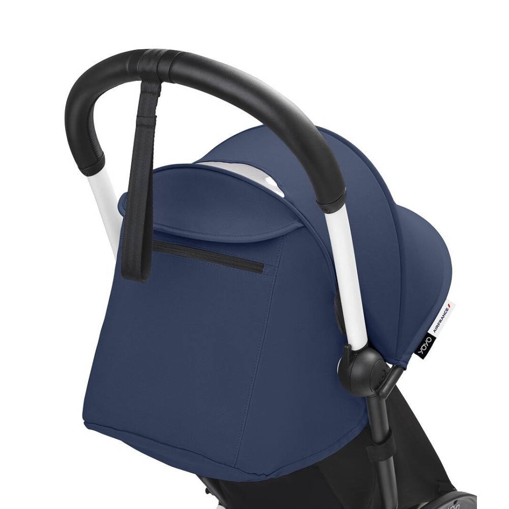 Stokke YOYO 3 - легка прогулянкова коляска, компактна коляска для літака та подорожі, білий колір рами • Niebieski Air France White