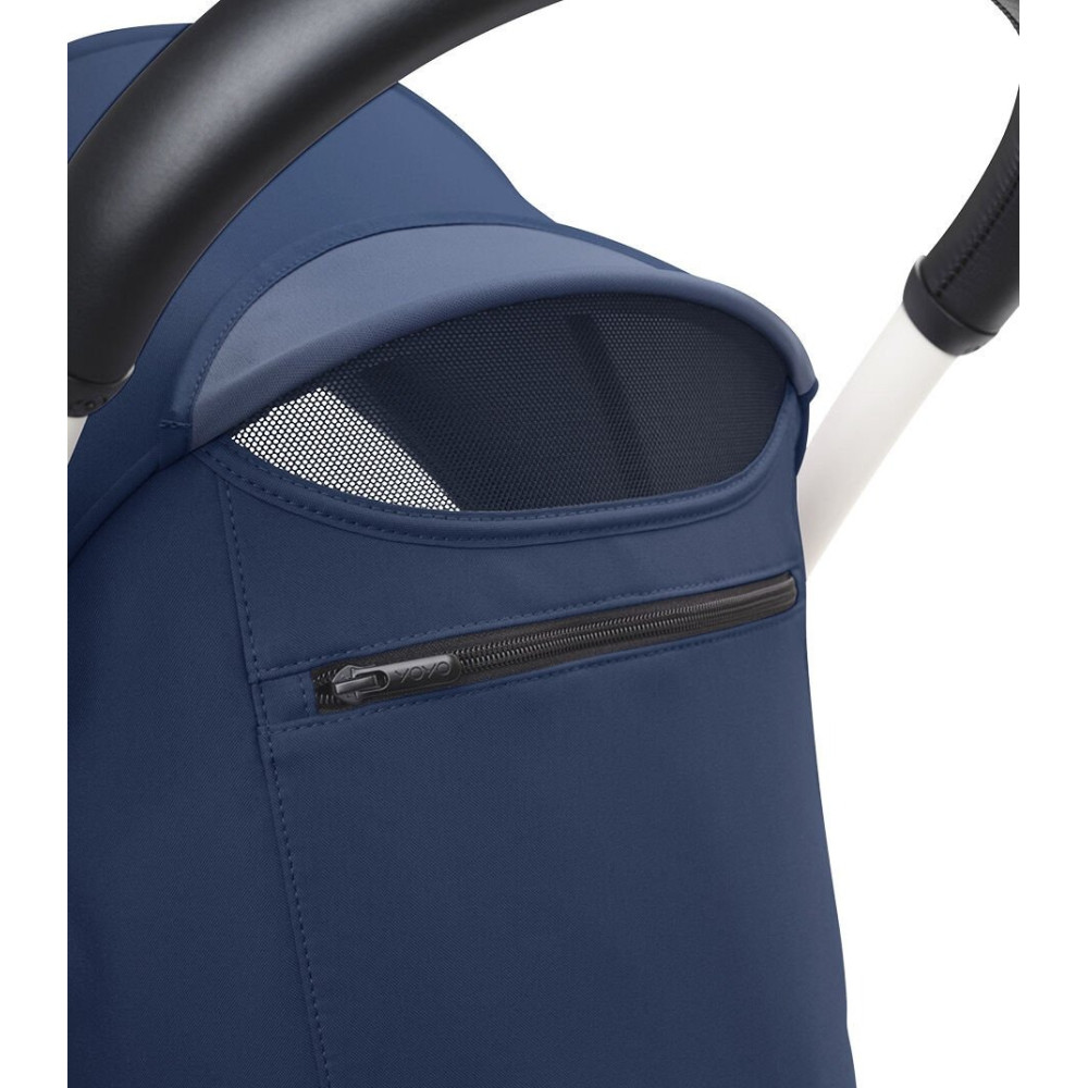 Stokke YOYO 3 - легка прогулянкова коляска, компактна коляска для літака та подорожі, білий колір рами • Niebieski Air France White