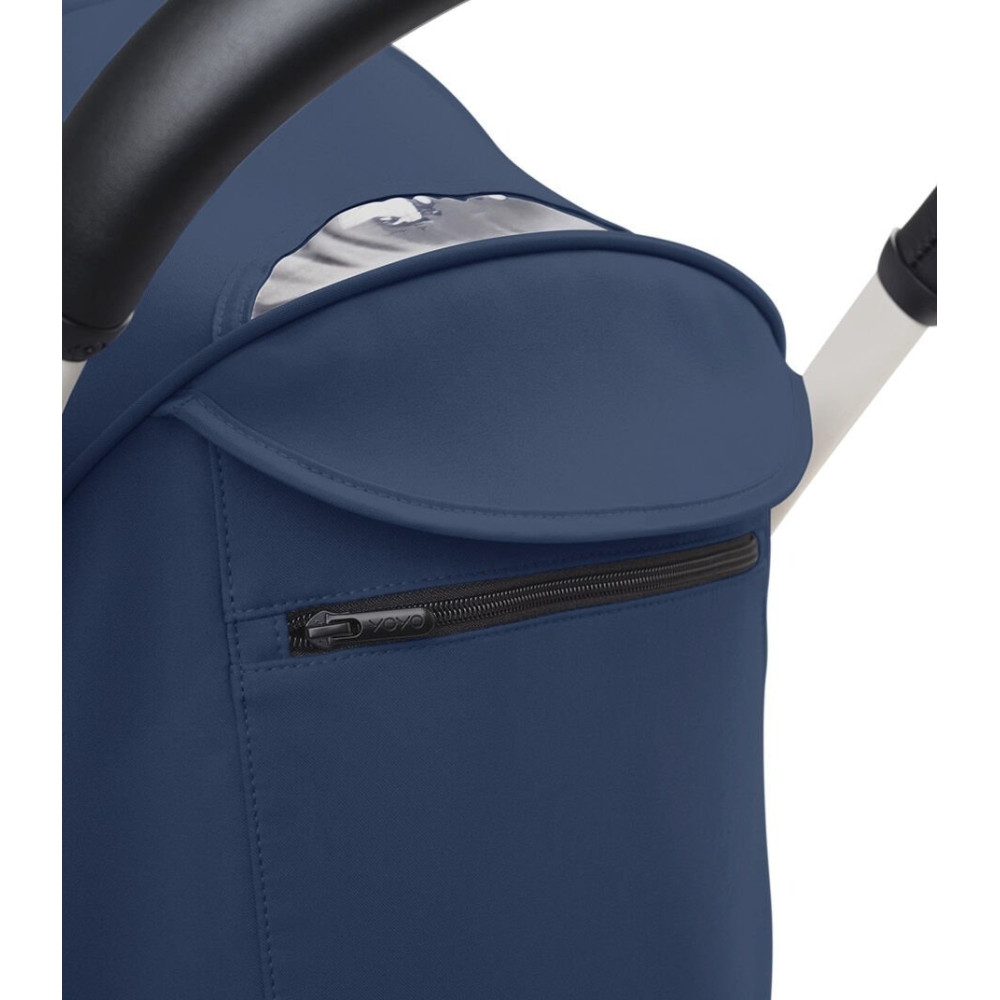 Stokke YOYO 3 - легка прогулянкова коляска, компактна коляска для літака та подорожі, білий колір рами • Niebieski Air France White