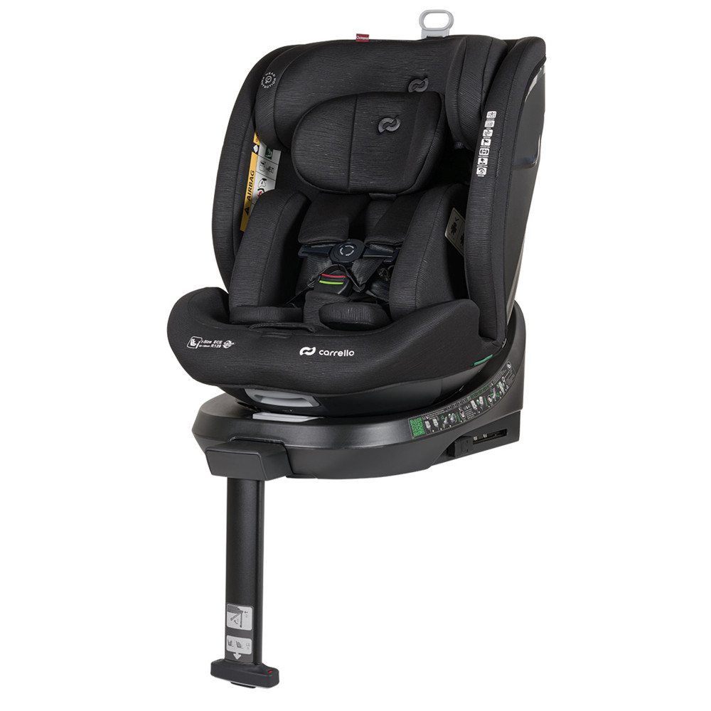 Carrello Octopus CRL-16002 - obrotowy fotelik samochodowy i-Size (0 - 12 lat / 40 - 150 cm), montaż tyłem i przodem do kierunku jazdy, mocowania ISOFIX • Midnight Black