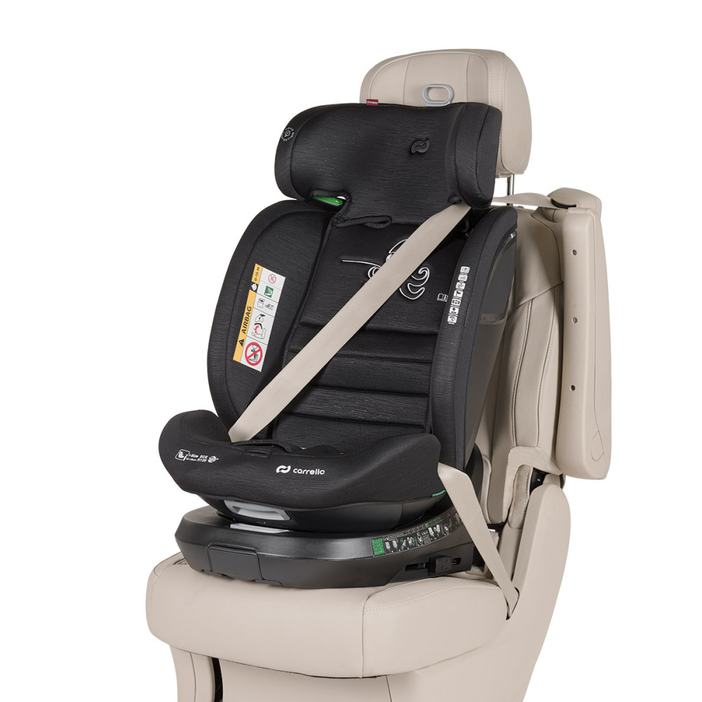Carrello Octopus CRL-16002 - obrotowy fotelik samochodowy i-Size (0 - 12 lat / 40 - 150 cm), montaż tyłem i przodem do kierunku jazdy, mocowania ISOFIX • Midnight Black