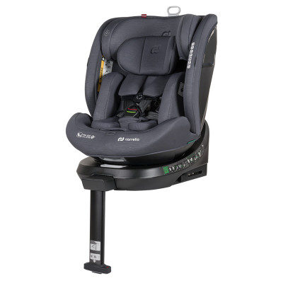 Carrello Octopus CRL-16002 - obrotowy fotelik samochodowy i-Size (0 - 12 lat / 40 - 150 cm), montaż tyłem i przodem do kierunku jazdy, mocowania ISOFIX • Deepwater Grey