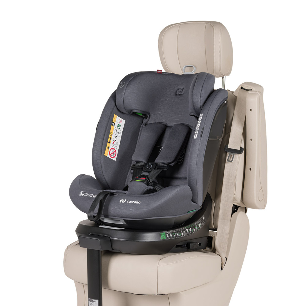 Carrello Octopus CRL-16002 - obrotowy fotelik samochodowy i-Size (0 - 12 lat / 40 - 150 cm), montaż tyłem i przodem do kierunku jazdy, mocowania ISOFIX • Deepwater Grey